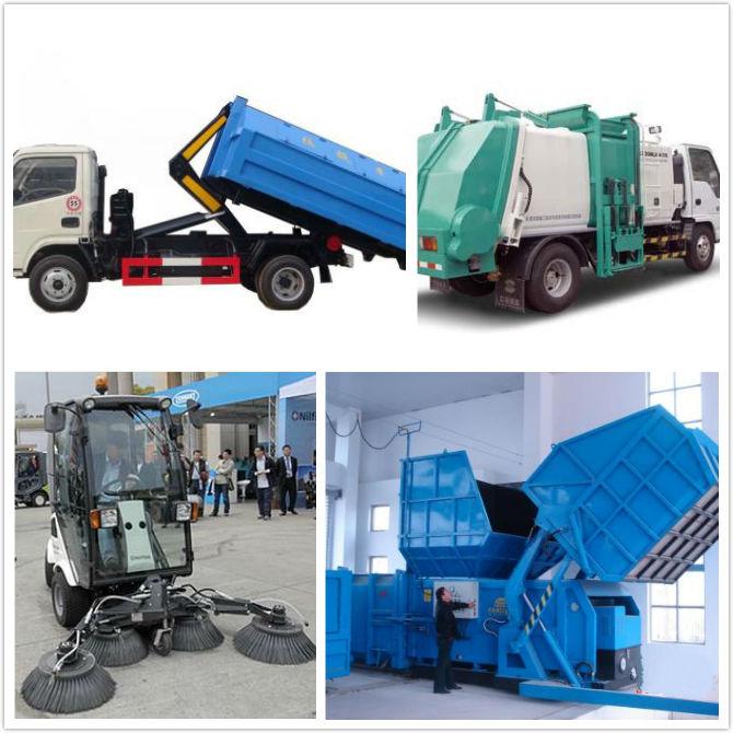 Balayeuse de route de boucle d'oreille de cylindres hydrauliques de camion à ordures de véhicule d'hygiène double
